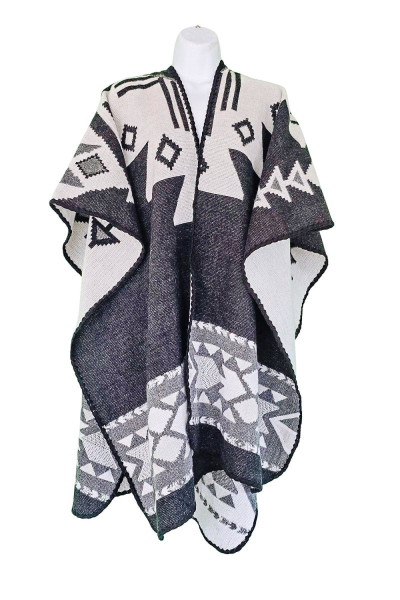 Shawl Hourani Long – Handmade Reversible Poncho for Men and Women - Mama Poncho LLC