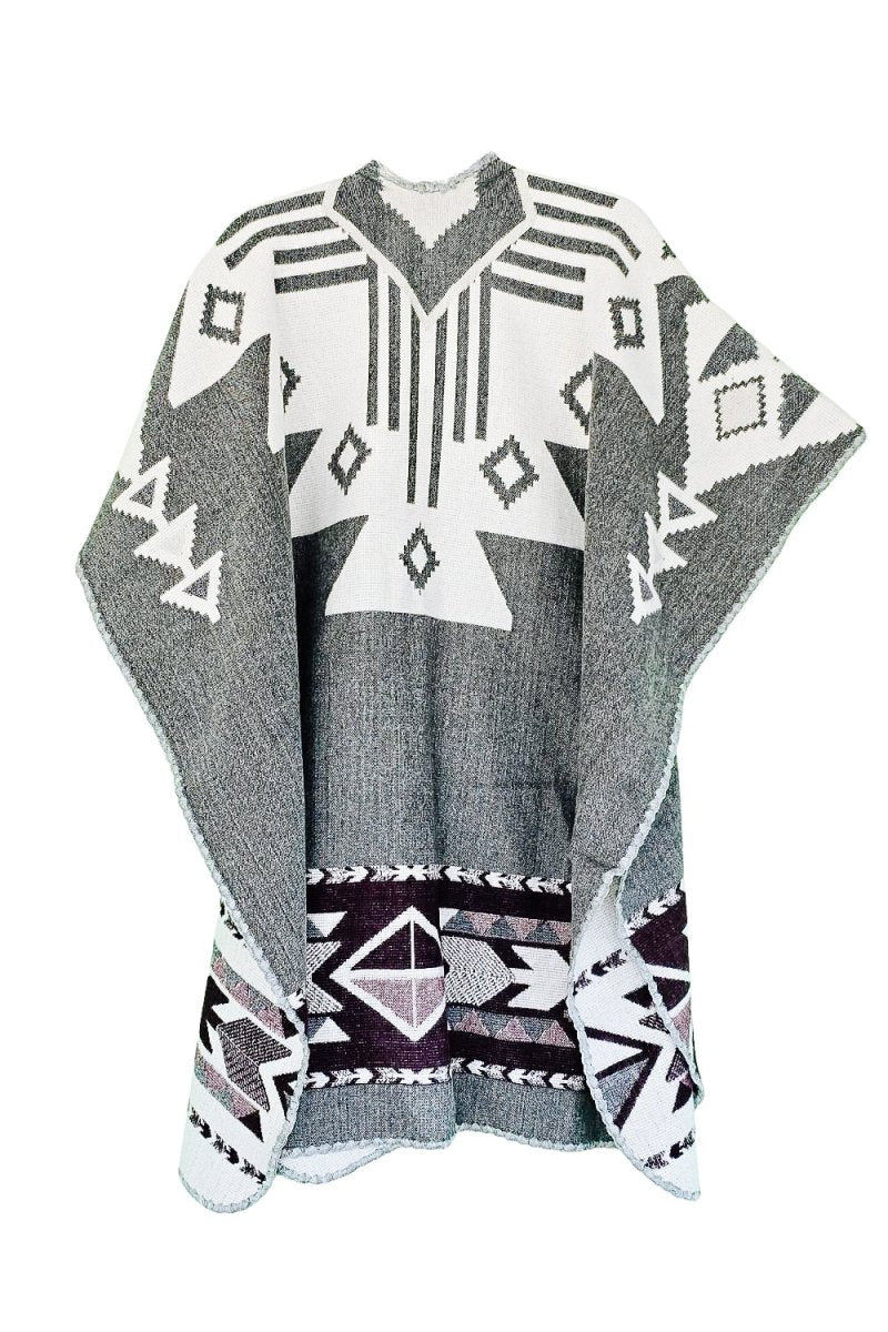 Shawl Hourani Long – Handmade Reversible Poncho for Men and Women - Mama Poncho LLC