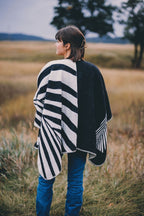 Shawl Palm Black – Handmade Reversible Unisex Poncho - Mama Poncho LLC
