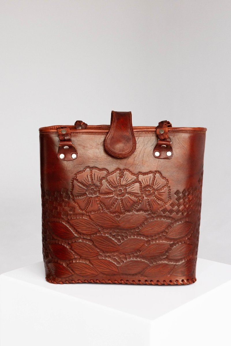Spearfish - Hand - Carved Leather Bag - Mama Ponchos