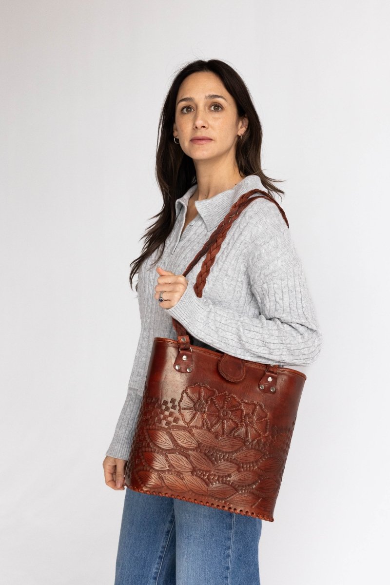 Spearfish - Hand - Carved Leather Bag - Mama Ponchos